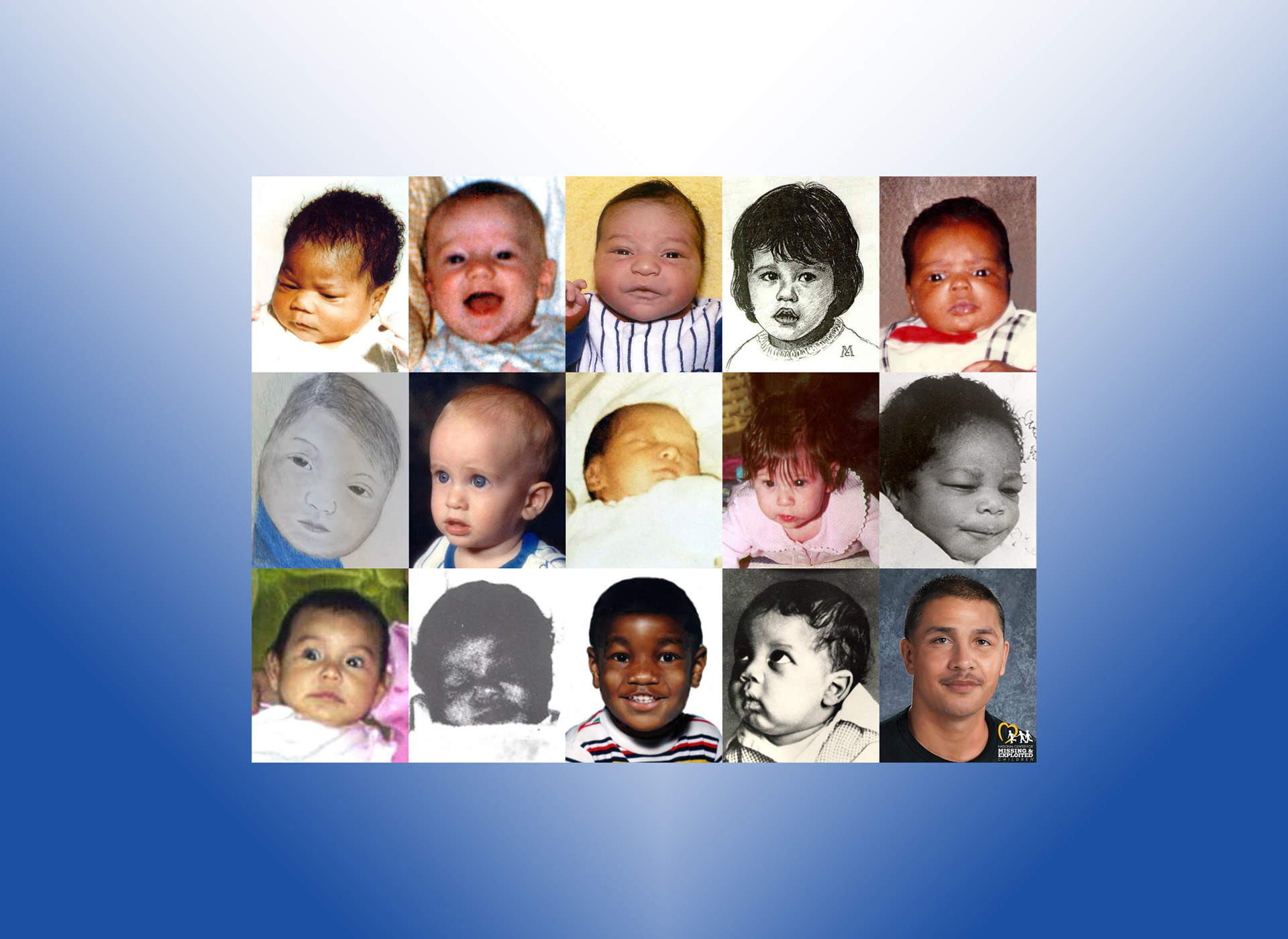 collage of baby pictures against a blue background