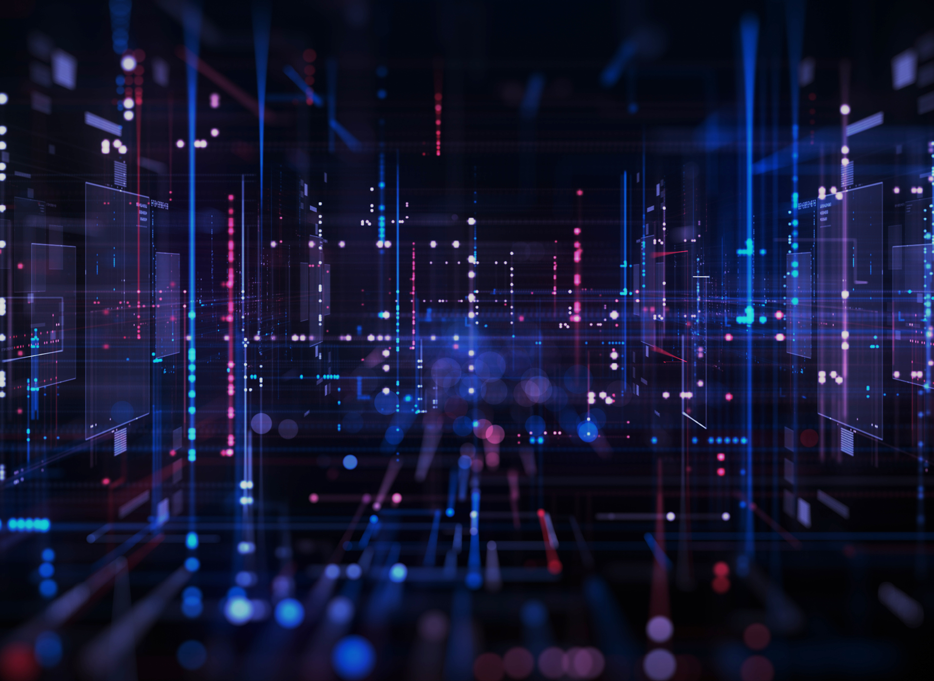 techy image: black with horizontal and vertical blue and red lasers